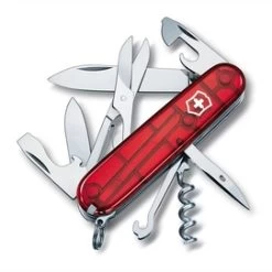Victorinox Zakmes Climber Transparant Rood 14 Functies 91 Mm Blister