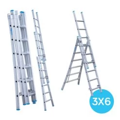 Eurostairs 3 Delige Uitgebogen Reformladder 3x6 Sporten